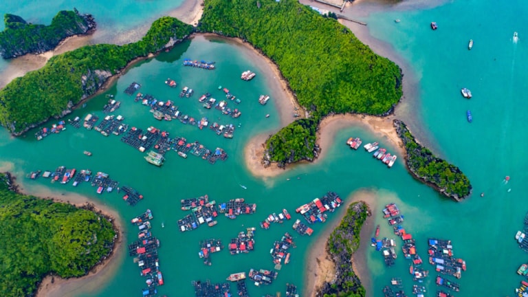 Cat Ba island from above. Lan Ha bay. Hai phong, Vietnam