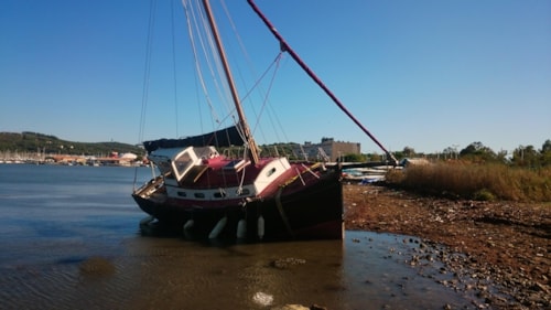A sunken boat in La Seyne sur Mer, France