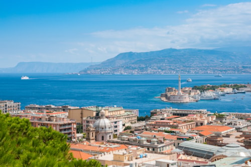 Strait between Sicily and Italy, view from Messina, Sicily