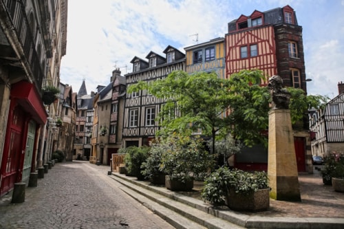 Old Half-timbered houses in Rouen, France.