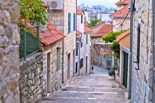 Old stone street of Split historic city, Dalmatia, Croatia