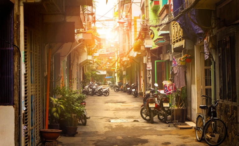 Kleine Straße von Ho Chi Minh Stadt, Vietnam